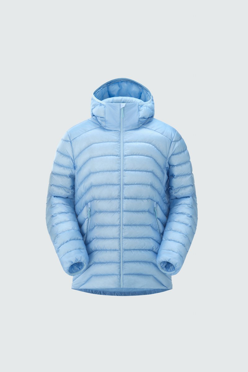 Periwinkle Centile Down Hoody flat lay front view