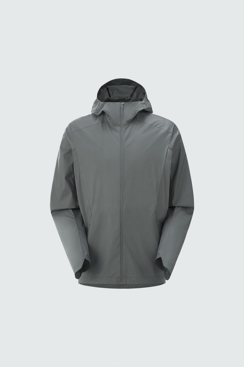 Slate Quintic Windshell Hoody flat lay front view